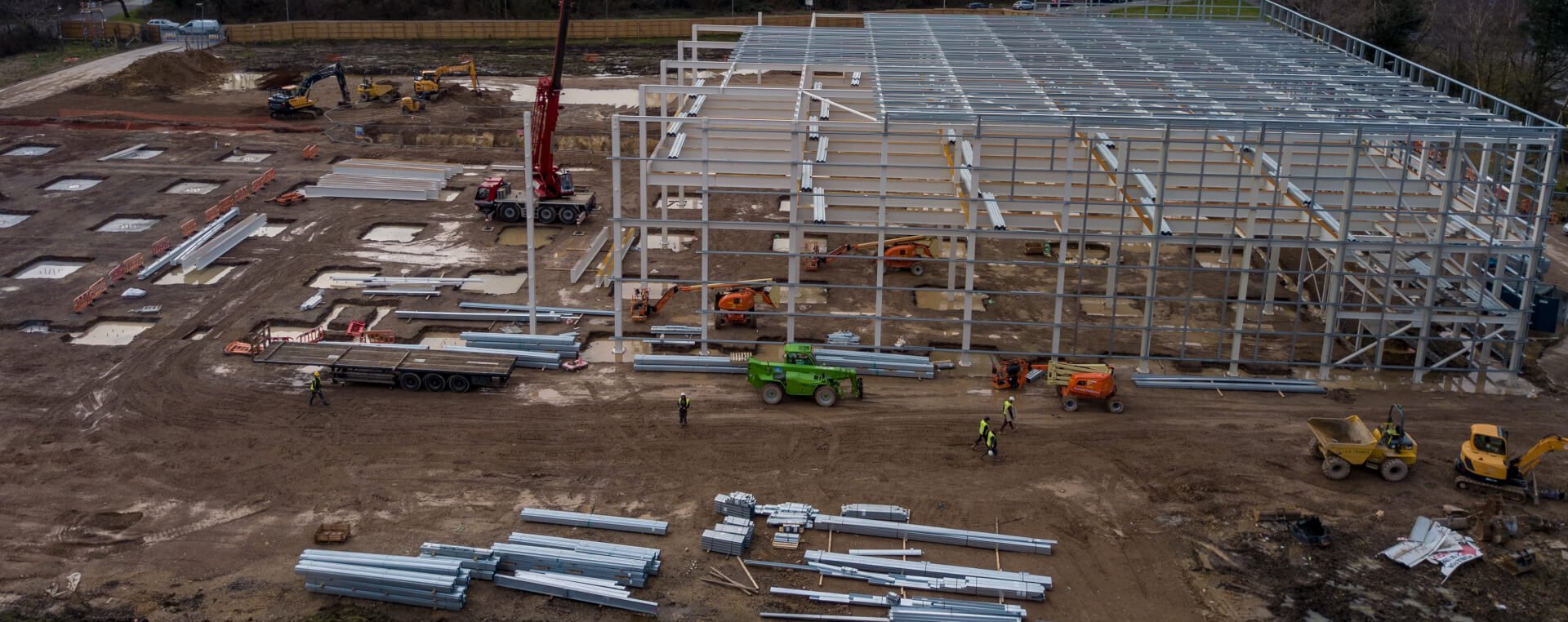 Landscape drone shot of a steel structure