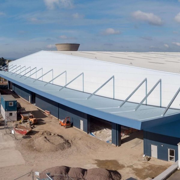 New Trents warehouse under construction awning