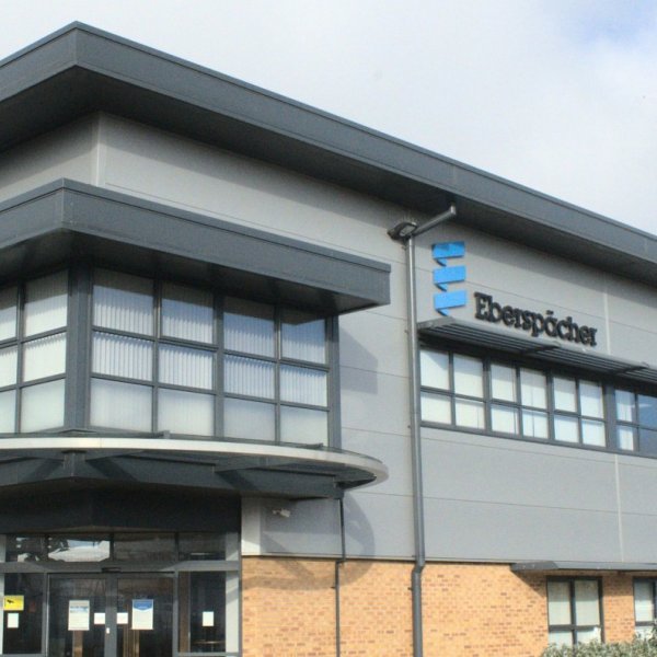 Eberspacher HQ front building cladding brickwork